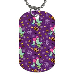 Pumpkin Ghost Skeleton Pattern Dog Tag (two Sides) by Jatiart