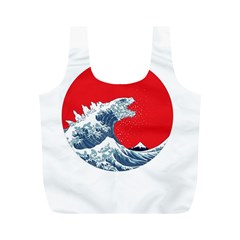 The Great Wave Of Kaiju Full Print Recycle Bag (m) by Cendanart