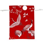 Japanese Crane Bird Art Lightweight Drawstring Pouch (XL) Front