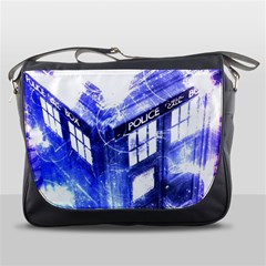 Tardis Doctor Who Blue Travel Machine Messenger Bag by Cendanart