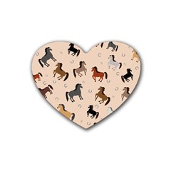 Horses For Courses Pattern Rubber Coaster (heart) by Ket1n9