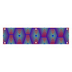 Red Blue Bee Hive Pattern Banner And Sign 4  X 1  by Hannah976