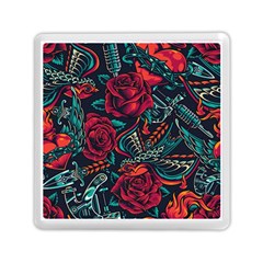 Vintage Flash Tattoos Designs Seamless Pattern Memory Card Reader (square) by Ndabl3x
