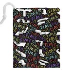 Time Nonlinear Curved Undirected Drawstring Pouch (4XL) Back
