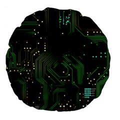 Circuits Circuit Board Green Technology Large 18  Premium Flano Round Cushions by Ndabl3x