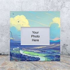 Mountains And Trees Illustration Painting Clouds Sky Landscape White Box Photo Frame 4  X 6  by Cendanart