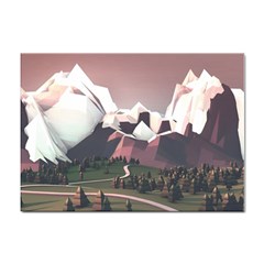 White And Brown Mountain Illustration Digital Art Sticker A4 (100 Pack) by Cendanart