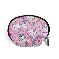 Beautiful Cute Animals Pattern Pink Accessory Pouch (small) by Grandong