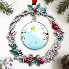 Astronaut Spaceship Metal X mas Wreath Holly Leaf Ornament by Bedest