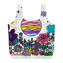 Rainbow Fun Cute Minimal Doodles Full Print Recycle Bag (l) by Bedest