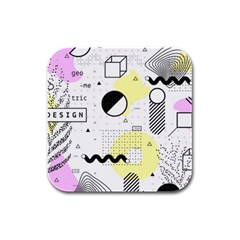 Graphic Design Geometric Background Rubber Square Coaster (4 Pack) by Bedest
