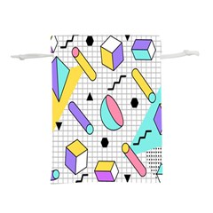 Tridimensional Pastel Shapes Background Memphis Style Lightweight Drawstring Pouch (m) by Bedest