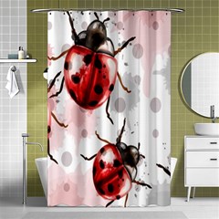 Ladybugs Pattern Texture Watercolor Shower Curtain 48  X 72  (small)  by Bedest