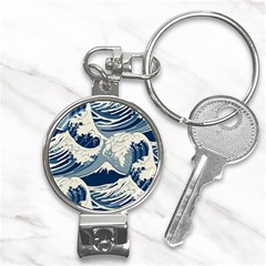 Japanese Wave Pattern Nail Clippers Key Chain by Cendanart