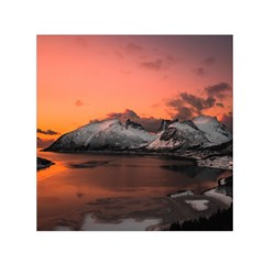 Surreal Mountain Landscape Lake Square Satin Scarf (30  X 30 ) by Bedest