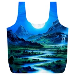 Bright Full Moon Painting Landscapes Scenery Nature Full Print Recycle Bag (xxxl) by Ndabl3x