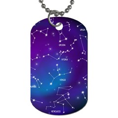 Realistic Night Sky Poster With Constellations Dog Tag (one Side) by Grandong