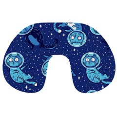 Cat Astronaut Space Suit Pattern Travel Neck Pillow by Cemarart