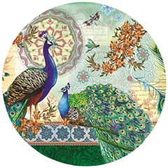 Royal Peacock Feather Art Fantasy Wooden Puzzle Round by Cemarart