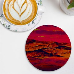 Time Wind Polishpattern Architecture Building City Cityscape Nature Pop-art Pop Surrealism  Retrowave Uv Print Round Tile Coaster by Cemarart