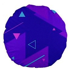 Purple Geometric Abstraction, Purple Neon Background Large 18  Premium Flano Round Cushions by nateshop