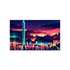 Cityscape Building Painting 3d City Illustration Sticker (rectangular) by Bedest