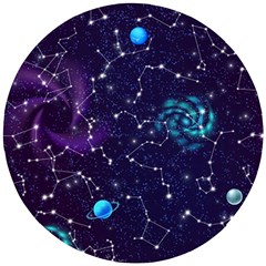 Realistic Night Sky With Constellations Wooden Puzzle Round by Cemarart