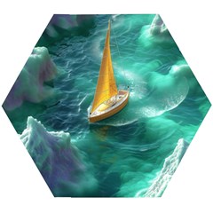 Seascape Boat Sailing Wooden Puzzle Hexagon by Cemarart