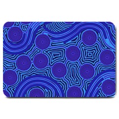 Authentic Aboriginal Art - Rivers Around Us Large Doormat by hogartharts
