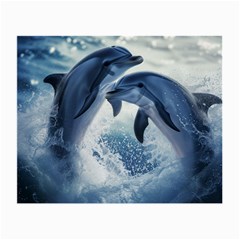 Dolphins Sea Ocean Water Small Glasses Cloth (2 Sides) by Cemarart