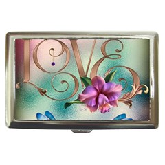 Love Amour Butterfly Colors Flowers Text Cigarette Money Case by Grandong