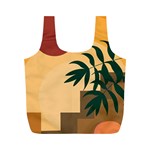 Arch Stairs Sun Branches Leaves Boho Bohemian Botanical Minimalist Nature Full Print Recycle Bag (M) Back