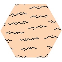 Lines Dots Pattern Abstract Wooden Puzzle Hexagon by Cemarart