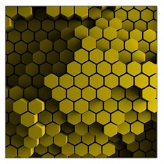 Yellow Hexagons 3d Art Honeycomb Hexagon Pattern Square Satin Scarf (36  X 36 ) by Cemarart