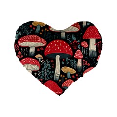 Mushrooms Psychedelic Standard 16  Premium Flano Heart Shape Cushions by Grandong