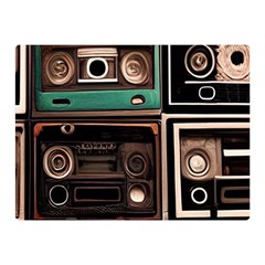 Retro Electronics Old Antiques Texture Wallpaper Vintage Cassette Tapes Retrospective Two Sides Premium Plush Fleece Blanket (mini) by Grandong