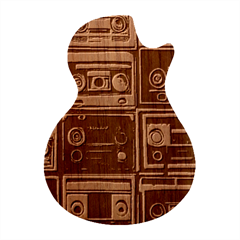 Retro Electronics Old Antiques Texture Wallpaper Vintage Cassette Tapes Retrospective Guitar Shape Wood Guitar Pick Holder Case And Picks Set by Grandong