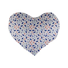 Background Pattern Floral Leaves Flowers Standard 16  Premium Flano Heart Shape Cushions by Maspions