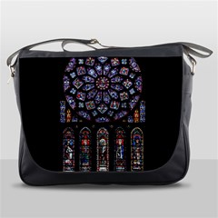 Chartres Cathedral Notre Dame De Paris Stained Glass Messenger Bag by Maspions