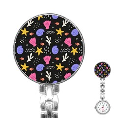 Sea Shells Pattern Wallpaper Fish Stainless Steel Nurses Watch by Maspions