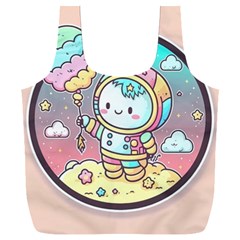 Boy Astronaut Cotton Candy Childhood Fantasy Tale Literature Planet Universe Kawaii Nature Cute Clou Full Print Recycle Bag (xxxl) by Maspions