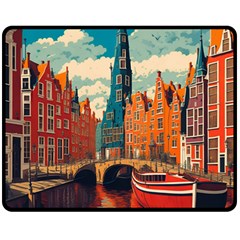 London England Bridge Europe Buildings Architecture Vintage Retro Town City Fleece Blanket (medium) by Maspions