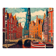 London England Bridge Europe Buildings Architecture Vintage Retro Town City Premium Plush Fleece Blanket (large) by Maspions