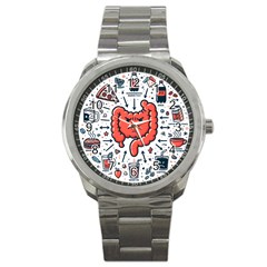Health Gut Health Intestines Colon Body Liver Human Lung Junk Food Pizza Sport Metal Watch by Maspions