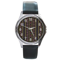Background Art Pattern Design Round Metal Watch by Bedest