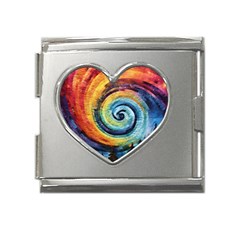 Cosmic Rainbow Quilt Artistic Swirl Spiral Forest Silhouette Fantasy Mega Link Heart Italian Charm (18mm) by Maspions