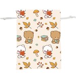 Bear Cartoon Background Pattern Seamless Animal Lightweight Drawstring Pouch (XL) Front