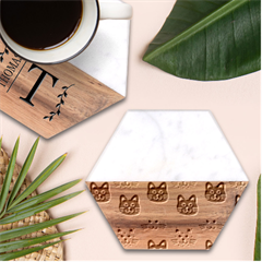 Cat Cat Background Animals Little Cat Pets Kittens Marble Wood Coaster (hexagon)  by Maspions