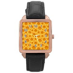 Cheese Texture Food Textures Rose Gold Leather Watch  by nateshop