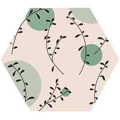 Plants Pattern Design Branches Branch Leaves Botanical Boho Bohemian Texture Drawing Circles Nature Wooden Puzzle Hexagon by Maspions
